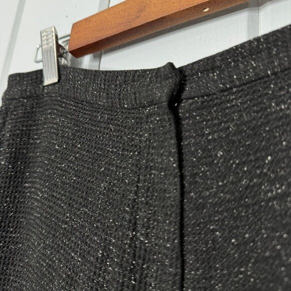 Eileen Fisher Pants Waffle Knit Wide Leg Viscose Silk Med M Black White Speckle - Picture 6 of 11
